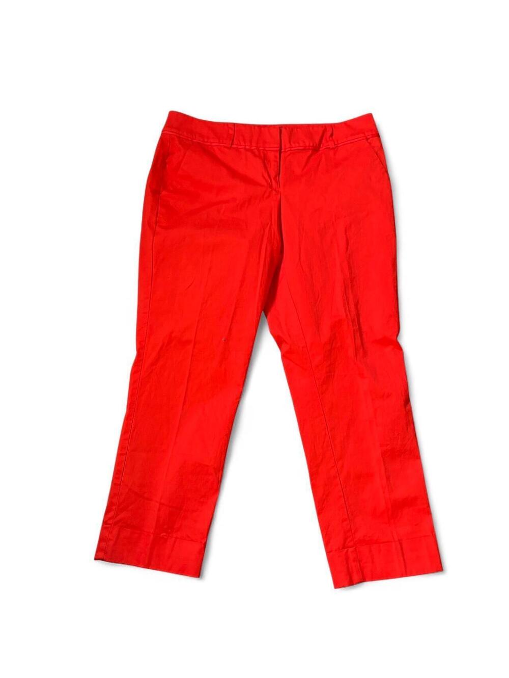 Red straight leg trousers